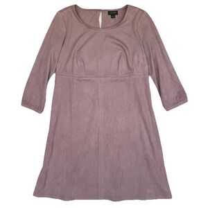 J Jill Wearever Dress Women Petite XS Dusty Purple Lavender Faux Suede Lagenlook